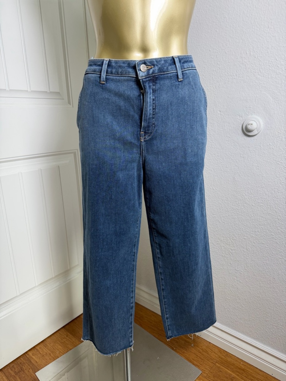 Velvet Heidi Wide Leg Crop Jeans in Medium Blue 29